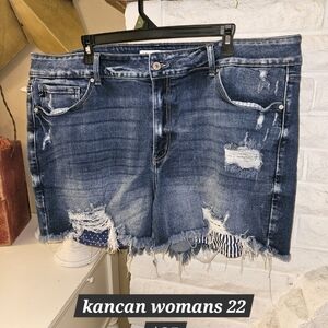 KanCan Dark Blue High-Rise Denim Shorts